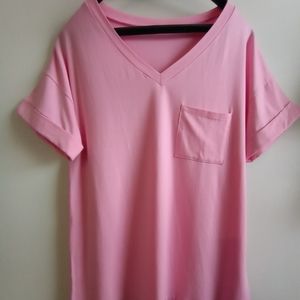 Women's Pink V-neck Tee Size: Lg